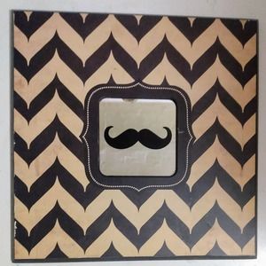 Wooden Mustache Mirror Wall Hanging
